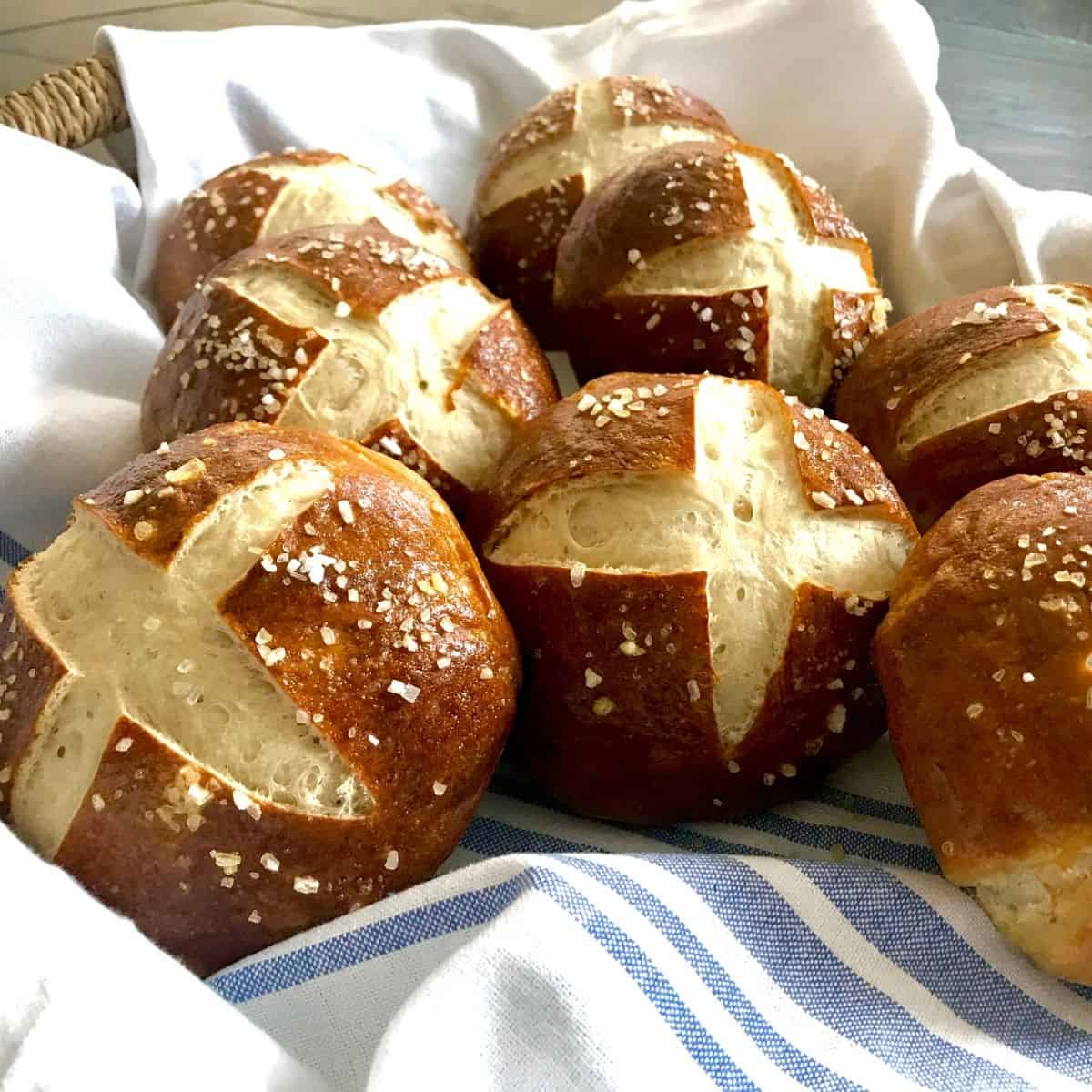 perfect pretzel buns in a basket