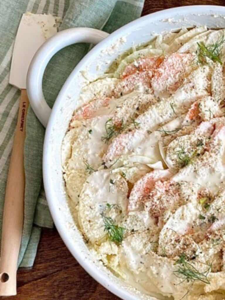 unbaked fennel and sweet potato gratin