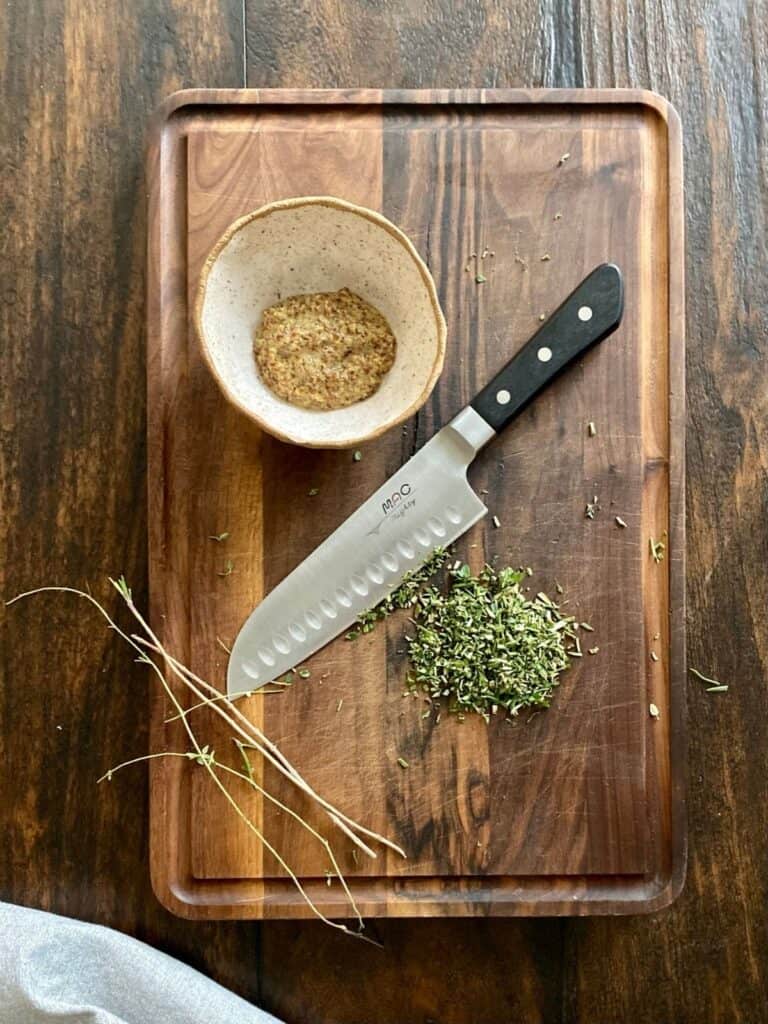 mustard and chopped herbs